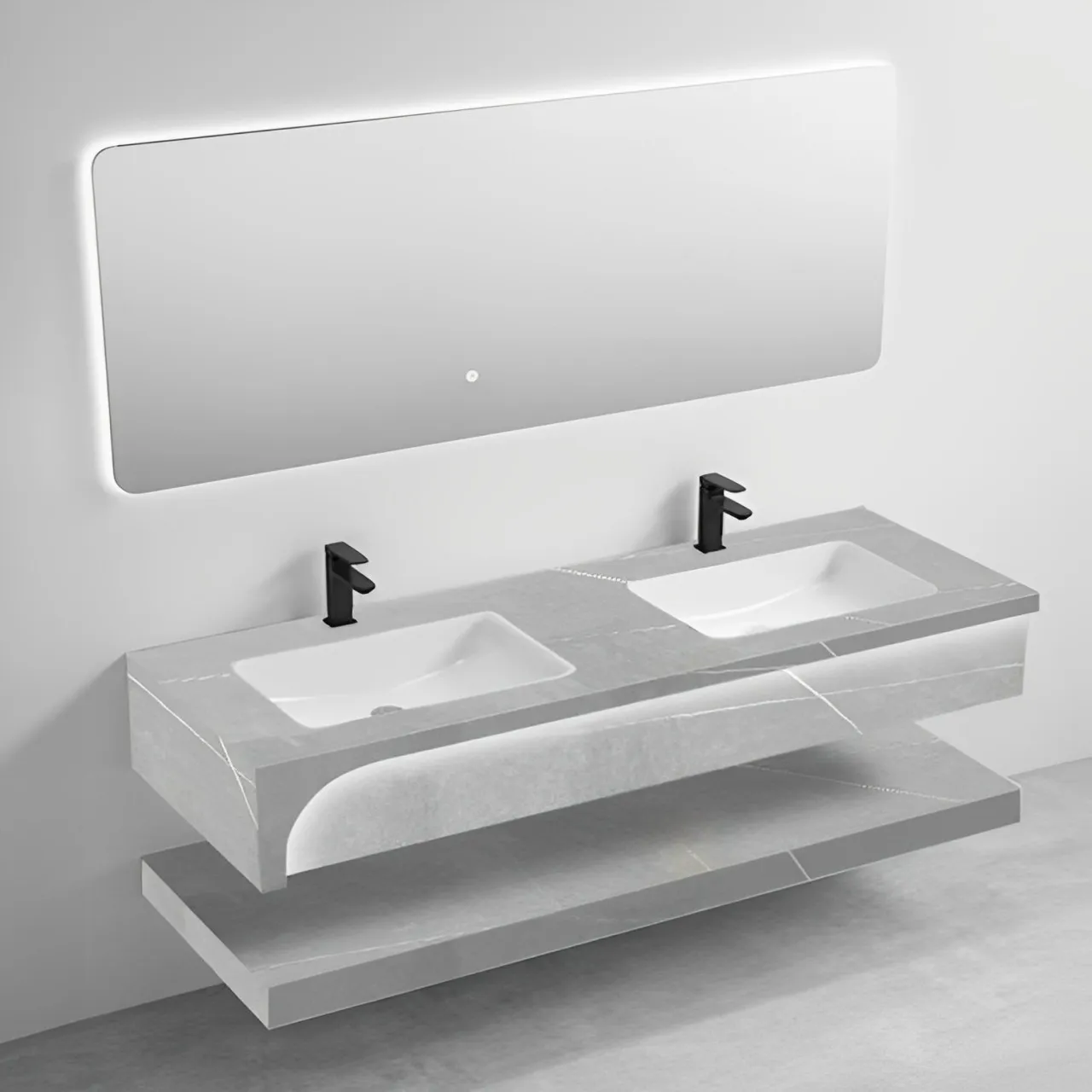 Double Layers Wall Mount Rock Slate Bathroom Vanity (Model T571005) — Vanities — OTOL Sanitary Ware