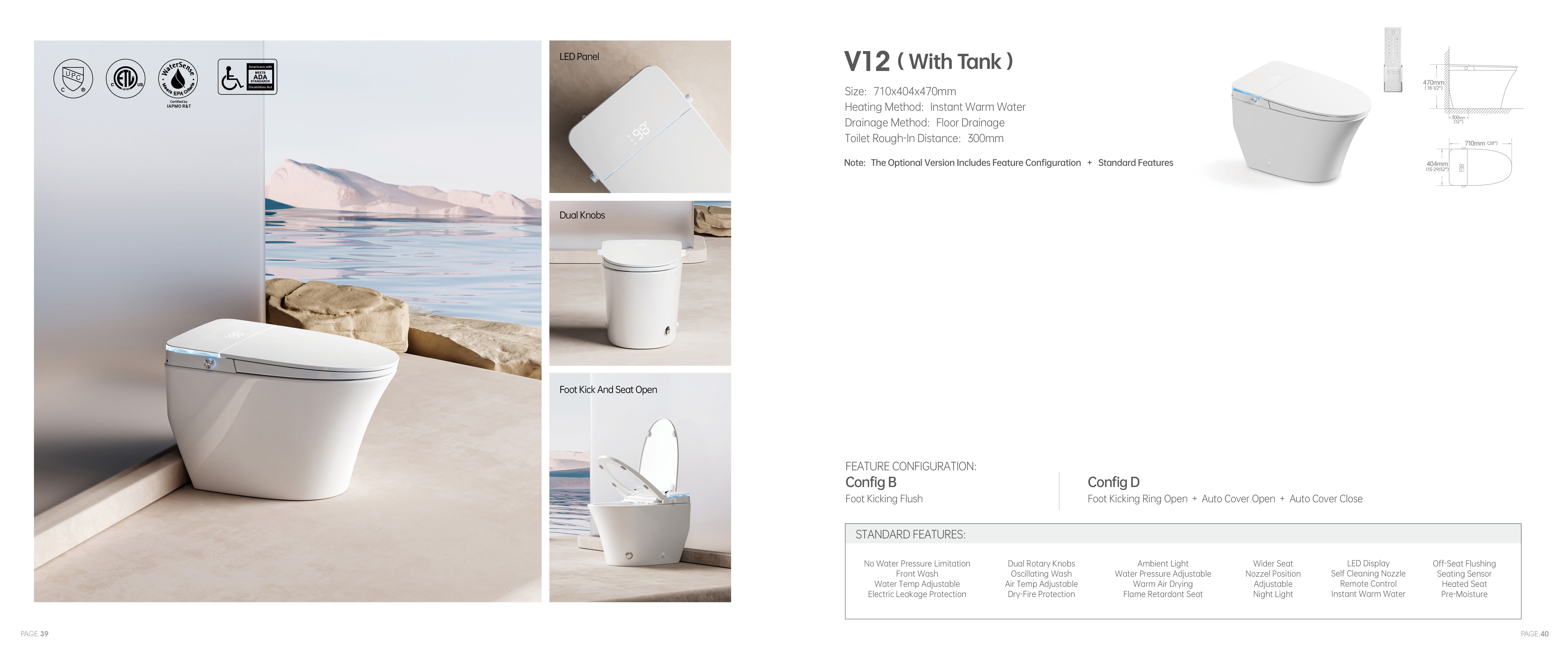 ADA Compliant Smart Toilet with Gentle Nightlight & Touchless Flush (Model V12) — Intelligent Toilet — OTOL Sanitary Ware — view 8