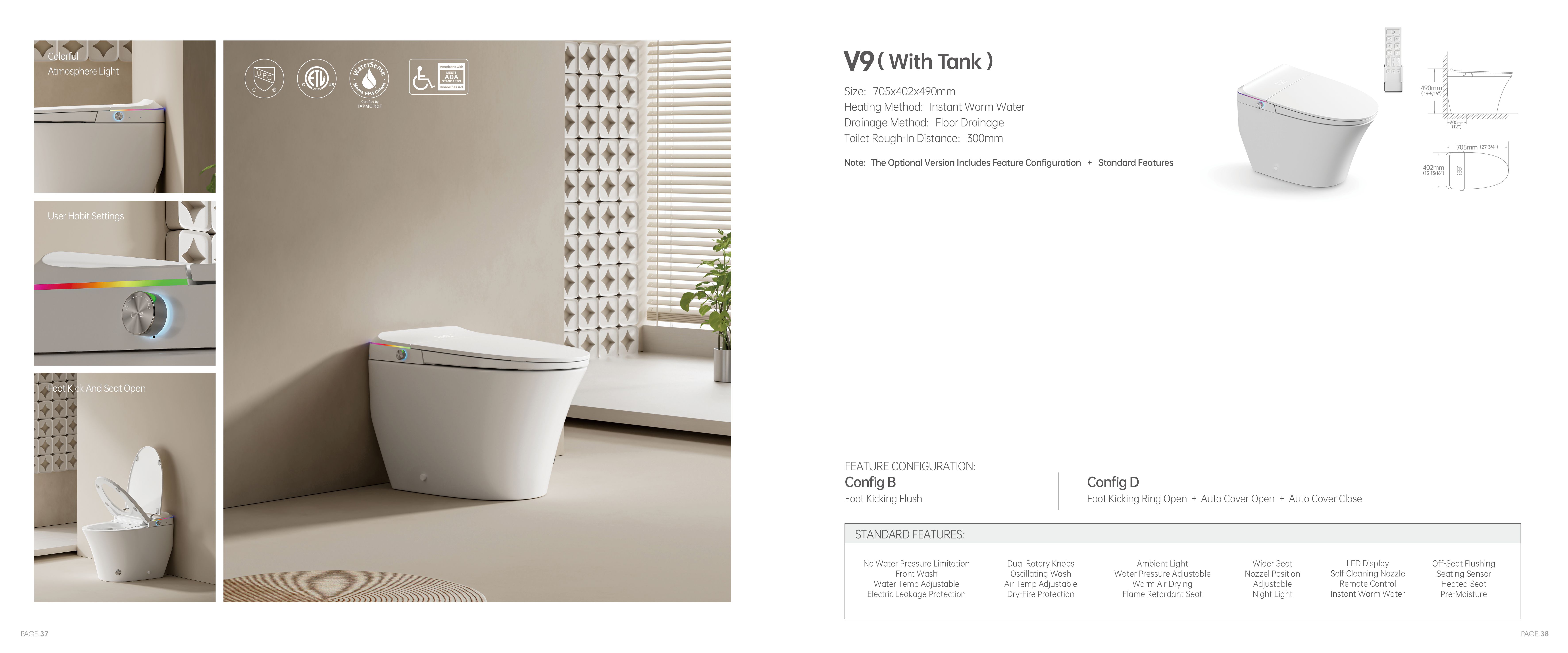 Smart Toilet with Color-Changing LED Nightlight & Instant Heating (Model V9) — Intelligent Toilet — OTOL Sanitary Ware — view 7